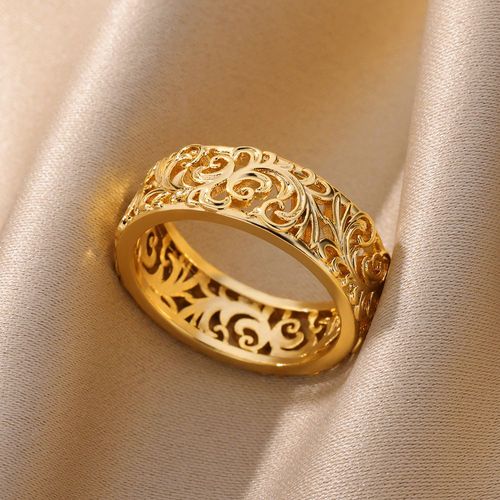 Bagues En Acier Inoxydable Galvanisées Pour Femmes, Matiques Réglables, Bijoux De Luxe, Accessoires, Vente En Gros, Document Doré