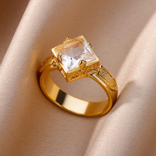 Bagues En Acier Inoxydable Galvanisées Pour Femmes, Matiques Réglables, Bijoux De Luxe, Accessoires, Vente En Gros, Document Doré