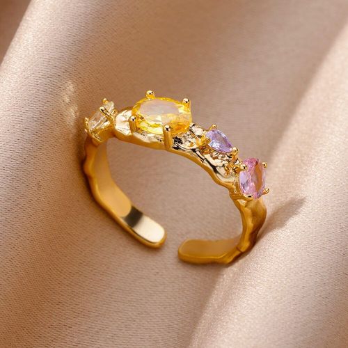 Bagues En Acier Inoxydable Galvanisées Pour Femmes, Matiques Réglables, Bijoux De Luxe, Accessoires, Vente En Gros, Document Doré