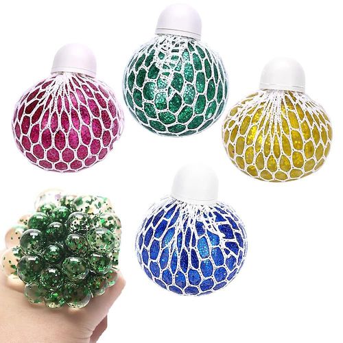 Squeeze Ball Avec Filet, Pack De 4 Squishy Mesh Ball, Squeeze Ball Dans Le Filet, Paillettes, Stress Ball Fidget Toy, Jouet Anti-Stress, Pour Enfants Et Adultes