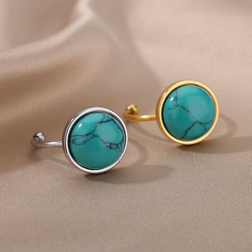 Bague Bohème Colorée En Pierre Naturelle Pour Femme, Bijou Vintage Avec Ouverture Réglable, Charme De Travailleur, Cadeau, 2022