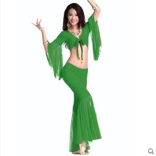 Salle De Bain T-Vets! Ensemble De Danse Du Ventre À Manches Haut-Parleur En Maille Pour Femme,Haut Et Pantalon À Cinq Points,Costume De Danse Du Ventre,12 Couleurs,M Et L,2 Pièces