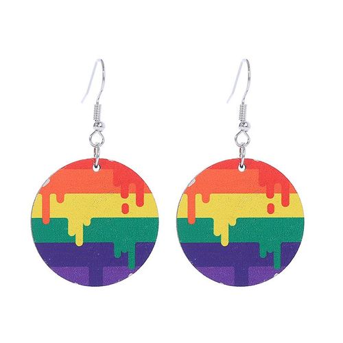 Boucles D'oreilles Arc-En-Ciel En Forme De C¿Ur Pour Femmes, Bijoux Tendance, Cool, Lettres En Bois, Fête, Cadeau, Déclaration, Nouveauté, 2023