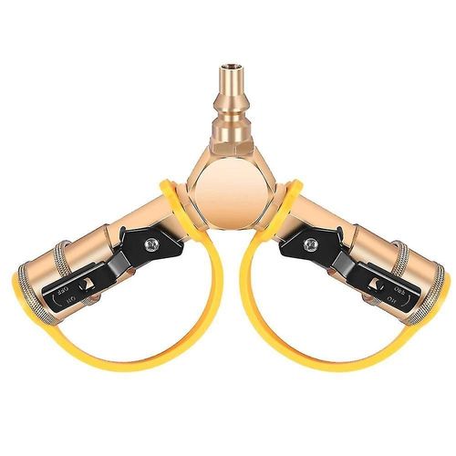 1/4 pouce Rv Propane Quick Connect Y-splitter Adapter avec vanne d¿arrêt Full Flow Plug 2 Way Lp Gas
