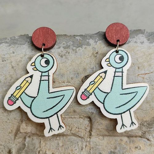 Livre De Lecture Drôle En Bois, Oiseau Canard, Boucles D'oreilles Mignonnes Pour Femmes Et Filles, Journée Des Enseignants De Mode, Bijoux Colorés Pour Adolescents, 2022