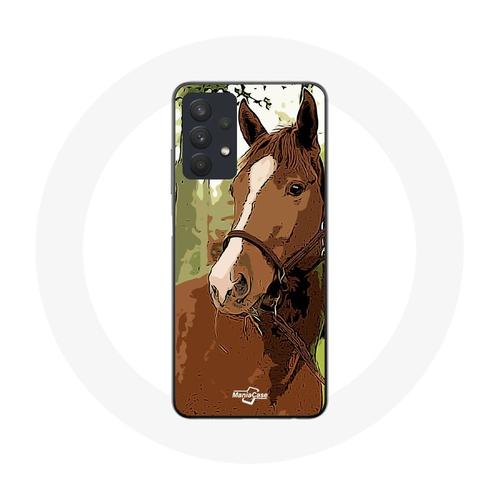 Coque Pour Samsung Galaxy A32 5g Quarter Horse Marron Race De Cheval