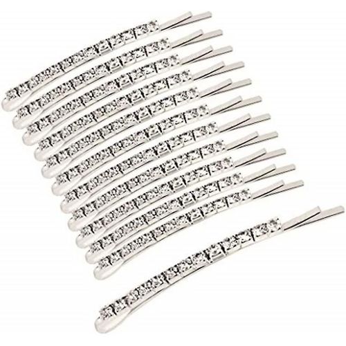 12 Pièces Strass Bobby Pins Silver Metal Clips Crystal Hair Décorations