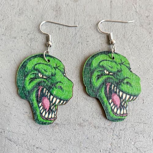 Boucles D'oreilles En Bois Cool Pour Femmes, Pendentif Animal, Boucle D'oreille De Fête Exagérée, Tigre, Léopard, Loup, Dinosaure, Mode Ado, Drôle, 2022