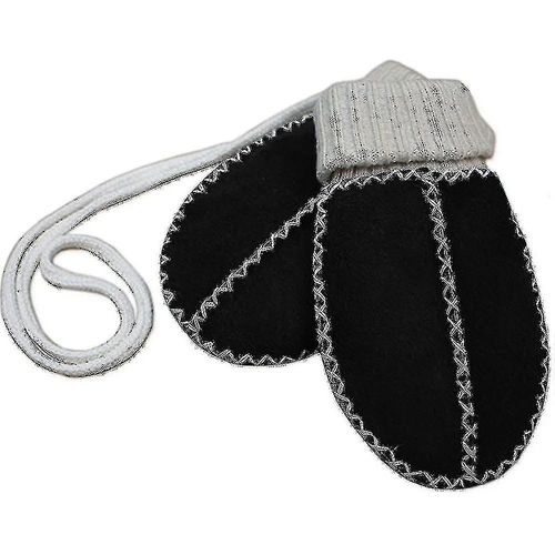 Outdoor Warm Winter Gants En Peau De Mouton Pour Enfants Et Étudiants Gants En Peau D'agneau Lanyard Halter