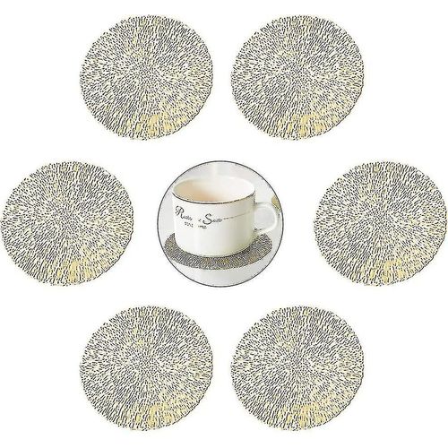 Sous-Verres, Sous-Verres 6 Pièces Ronds Sous Verre En Vinyle Pour Cuisine À Manger De Table (Or, 10cm)