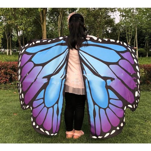 Ailes De Papillon Arc-En-Ciel Pour Filles,Accessoire De Costume,Tissu Satiné,Châle Nickel É,Nymphe,Lutin,Monarque
