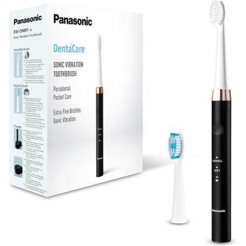 Ew-Dm81-K503 Brosse À Dents Électrique,2 Têtes Incluses,Minuteur,2 Modes De Fonctionnement,Design Ergonomique,31 000 Mouvements Par Minute,Vibrations Soniques,Noir