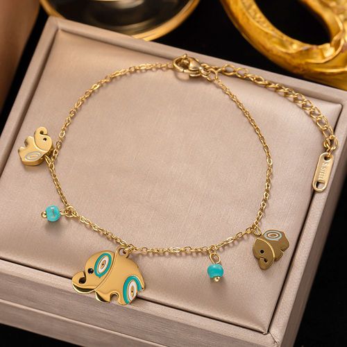 Bracelet Vintage Sion L En Acier Inoxydable Pour Femme, Bijoux De Poignet, Pendentif Poisson Et Éléphant, Breloque Animal, Cadeau De Fête, Document Doré