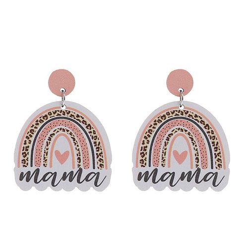 Boucles D'oreilles «Mama» Pour La Fête Des Mères, Imprimé Léopard, Arc-En-Ciel, En Bois, Pendentif, Bijoux Mignons Pour Filles, 2023