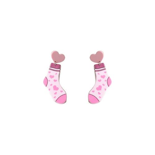 Boucles D'oreilles Y2k Pour Femmes, Chaussettes Mignonnes, Rose Kawaii, Imprimé C¿Ur, Acrylique, Cadeau De Saint-Valentin Pour Filles, Nouveaux Accessoires, 2023