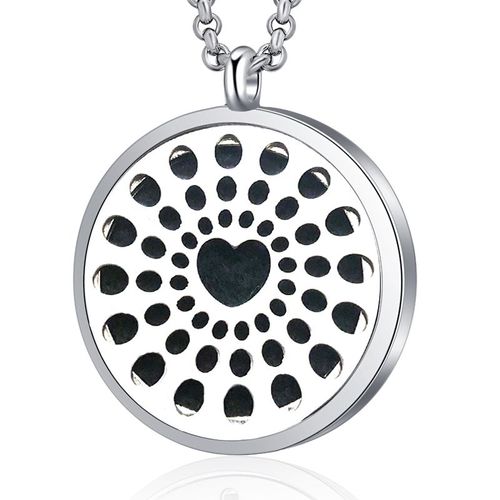Pendentif D'aromathérapie En Acier Inoxydable, Médaillon De Parfum Ouvert Diffuseur D'huile Essentielle Collier Bijoux Accessoires De Mode Pour Femmes