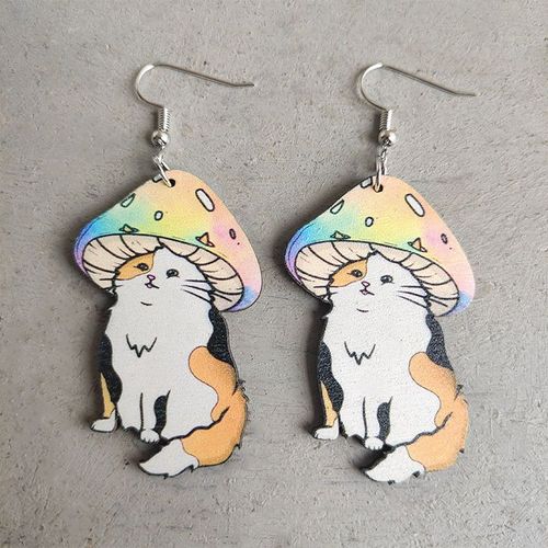 Boucles D'oreilles Vintage Pour Femmes, En Bois, En Forme De Grenouille, Pendentif Géométrique, Imprimé Soleil Inhabituel, Élégant, Rétro, Cadeau, 2022