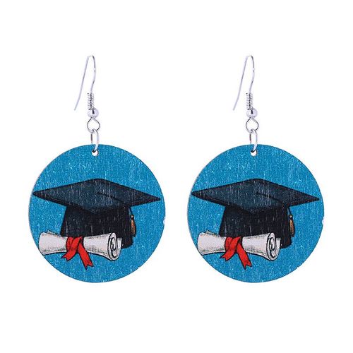 Boucles D'oreilles Pour Femmes, Chapeau De Remise De Diplôme, Livre Imprimé Amusant, Dangle En Bois, Étudiant, Enseignant, Bijoux Cadeau, 2023