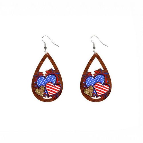 Boucles D'oreilles Pendantes En Bois Pour Femmes, Thème D'élection, Drapeau Américain, C¿Ur, Papillon, Arc-En-Ciel, Imprimé Tournesol