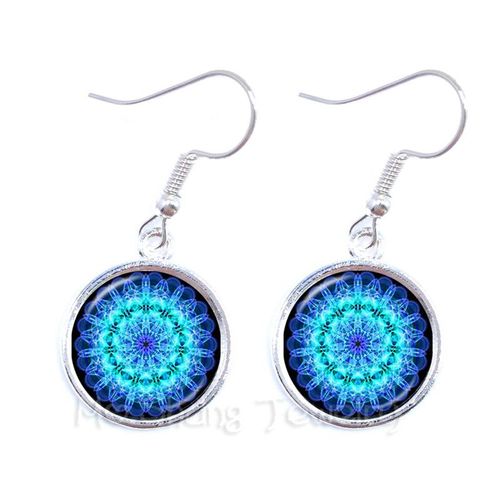 18 Styles De Boucles D'oreilles Mandala Om Chakra Pour Femmes, Cabochon En Verre, Pendentif, Bijoux Vintage Zen, Cadeaux