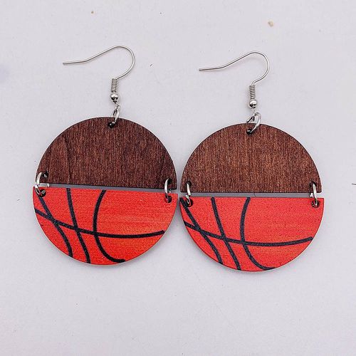Boucles D'oreilles En Bois Pour Fille, Bijou De Fête, Tendance, Vintage, Football, Baseball, Basket-Ball, Tendance 2023