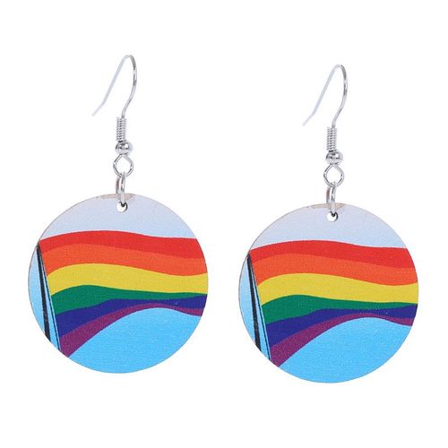 Boucles D'oreilles Arc-En-Ciel En Forme De C¿Ur Pour Femmes, Bijoux Tendance, Cool, Lettres En Bois, Fête, Cadeau, Déclaration, Nouveauté, 2023