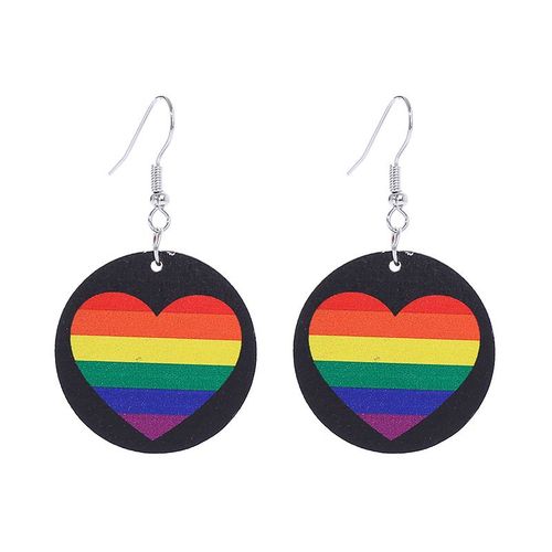 Boucles D'oreilles Arc-En-Ciel En Forme De C¿Ur Pour Femmes, Bijoux Tendance, Cool, Lettres En Bois, Fête, Cadeau, Déclaration, Nouveauté, 2023