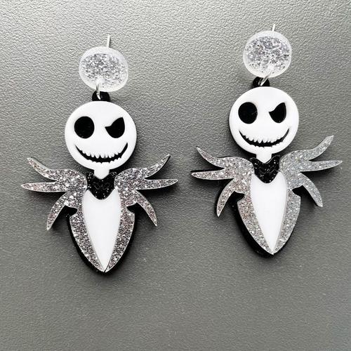 Boucles D'oreilles D'halloween Pour Femmes, Motif Chat Noir, Fantôme, Mr, Squelette, Cool, Mode, Drôle, Acrylique, Coloré, Lèvres De Citrouille, Langue