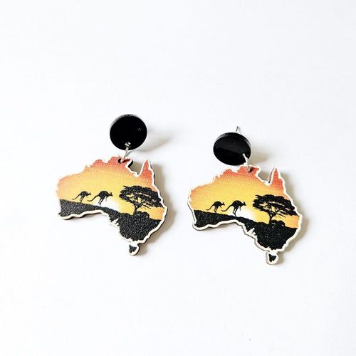 Boucles D'oreilles Kangourou Vintage Pour Femmes Et Filles, Bijoux De Fête, Breloques En Bois, Lettre, Carte, Mode Européenne, Mignon