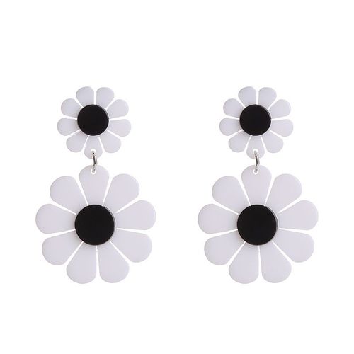 Boucles D'oreilles Bohémiennes En Fleurs Colorées Pour Femmes, Pendentif En Acrylique Noir Et Jaune, À Fleurs Élégantes, Mode Coréenne, Cadeau, 2022