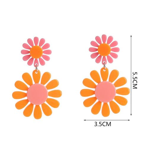 Boucles D'oreilles Bohémiennes En Fleurs Colorées Pour Femmes, Pendentif En Acrylique Noir Et Jaune, À Fleurs Élégantes, Mode Coréenne, Cadeau, 2022