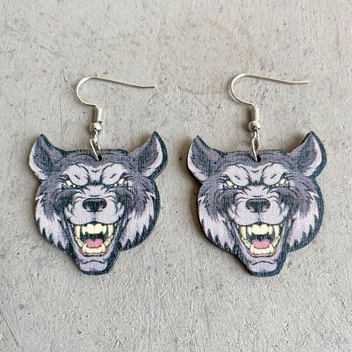Boucles D'oreilles En Bois Cool Pour Femmes, Pendentif Animal, Boucle D'oreille De Fête Exagérée, Tigre, Léopard, Loup, Dinosaure, Mode Ado, Drôle, 2022
