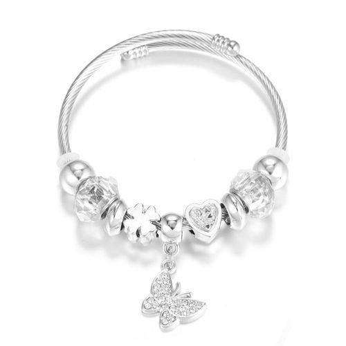 Bracelet En Acier Inoxydable En Forme De C¿Ur Pour Femme, Strass, Étoile De Mer, Clip Perlé, 4 Couleurs, Bracelets De Fermeture, Bijoux Fantaisie, Nouveau