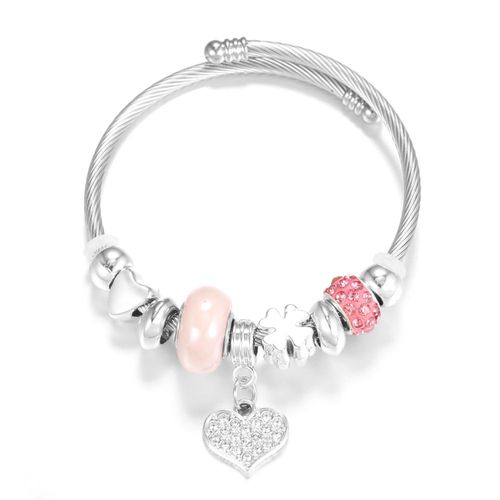 Bracelet En Acier Inoxydable En Forme De C¿Ur Pour Femme, Strass, Étoile De Mer, Clip Perlé, 4 Couleurs, Bracelets De Fermeture, Bijoux Fantaisie, Nouveau