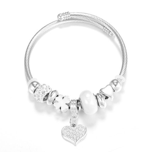 Bracelet En Acier Inoxydable En Forme De C¿Ur Pour Femme, Strass, Étoile De Mer, Clip Perlé, 4 Couleurs, Bracelets De Fermeture, Bijoux Fantaisie, Nouveau