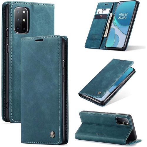 Coque Pour Oneplus 8t,Portefeuille Housse En Cuir Flip Case,Avec Porte Cartes,Fonction De Support,Fermeture Magnetique - Bleu