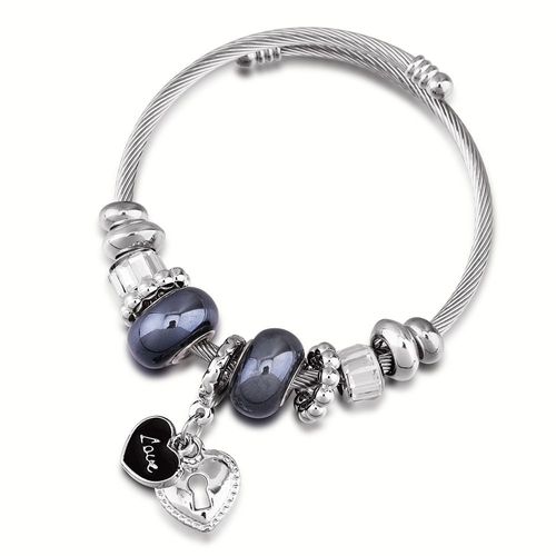 Bracelet Perlé Double Peint En Forme De C¿Ur Pour Femmes, Bijou Ajustable Et Ouvert De 60mm, Cadeau À La Mode, Nouvelle Collection 2021