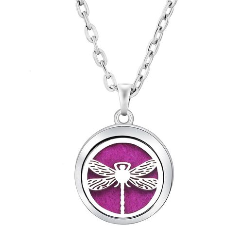 Collier Diffuseur D'huile Essentielle En Forme De C¿Ur, Pendentif En Acier Inoxydable De Haute Qualité, Médaillon De Parfum Libellule, Bijoux