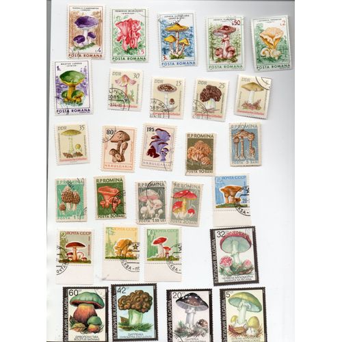Divers Pays- Lot De 29 Timbres Oblitérés Et 9 Timbres Neufs- Champignons