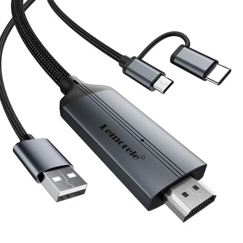 Câble Usb C Vers Hdmi 2 En 1 Micro Usb Sur Câble Hdmi, 1080P 60Hz Pour Tous Les Téléphones Android/Tablets/Usb C Ipad À La Télévisio Rojecteur[X683]