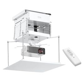 Support Plafond Pour Vidéoprojecteur À Hauteur Réglable De 1,5 M, Élévateur De Projecteur Motorisé, Avec Télécommande Et Commande Filaire, Pour Films, Maison, Bureau, Scène, Studio, Blanc[X343]