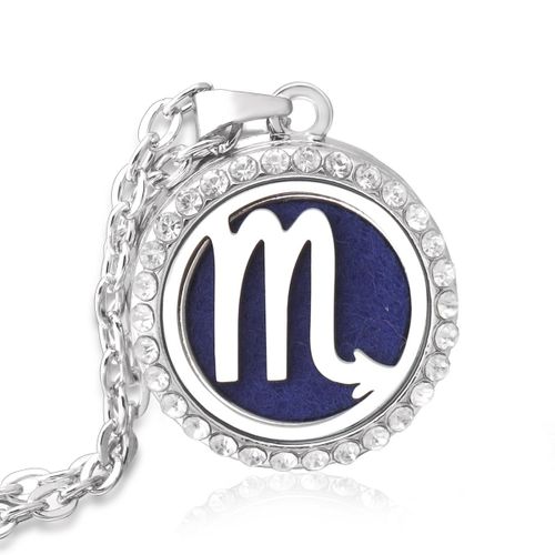 Collier Médaillon Diffuseur Douze Constellations En Acier Inoxydable, Pendentif Sexuellement, Huile Essentielle, Aromathérapie, Cadeau Bijoux Femme, Neuf