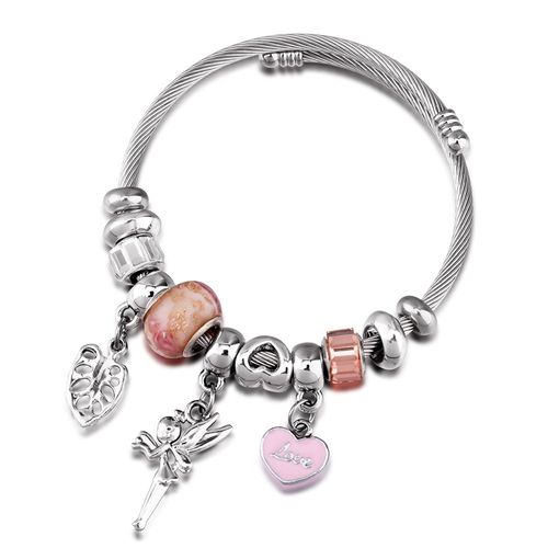 Bracelet De Perles Dégradées Pour Femme, Réglable, Ouvert, Mode, Peinture, En Forme De C¿Ur, Pendentif Cuir Oral Elu, Bijoux Pour Charme, Cadeau, Nouvelle Collection