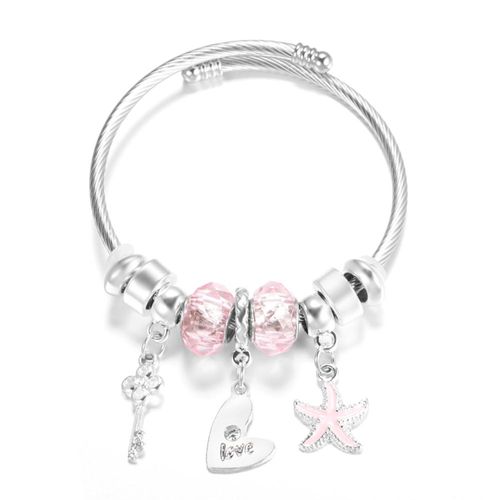 Bracelet Perlé En Acier Inoxydable Biscuits En Forme De Coeur Pour Femme, Bracelets Réglables, Fermeture En Cristal Glamour, Cadeau De Bijoux, 4 Couleurs