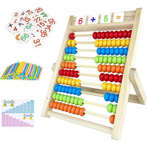 Boulier Règle À Calcul, Puzzle Enfant Bâton Mathematiques Bouliers Avec 100 Baguettes De Comptage Et 100 Cartes Numériques, Abacus Coloré Pour Les À Partir De 3 Ans Enfant Abacus Jeu