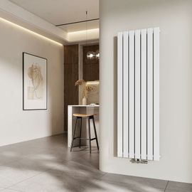 EMKE Radiateur à eau chaude vertical 160 x 53,8 cm, radiateur plat, raccordement central, radiateur à panneau plat, radiateur mural monocouche, 991 watts blanc