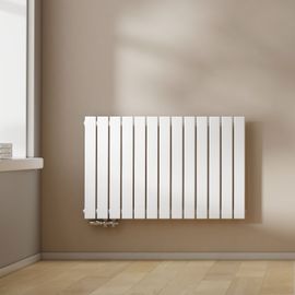 EMKE Radiateur à eau chaude à panneau plat horizontal 68 x 85 x 6,8 cm, radiateur de salle de bain chauffant, radiateur plat avec raccordements latéraux, 1136 watts, double couche blanc
