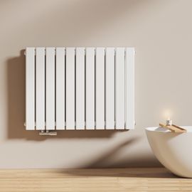 EMKE Radiateur à eau chaude petit radiateur 180 x 30,4 cm, radiateur vertical, radiateur plat de salle de bain étroit et haut, connexion centrale, radiateur mural monocouche, 627 watts, noir