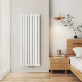 EMKE Radiateur à eau chaude vertical 160 x 61,6 cm, radiateur plat, raccordement central, radiateur mural double couche, 1133 watts blanc
