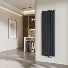 EMKE Radiateur à eau chaude vertical 160 x 46 cm, radiateur plat, raccordement central, radiateur à panneau plat, radiateur mural monocouche, 850 watts gris anthracite